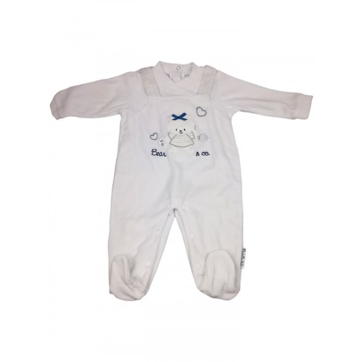 Pastel Long Sleeve Chenille Onesie White-Gray Color Size 6-9 Months