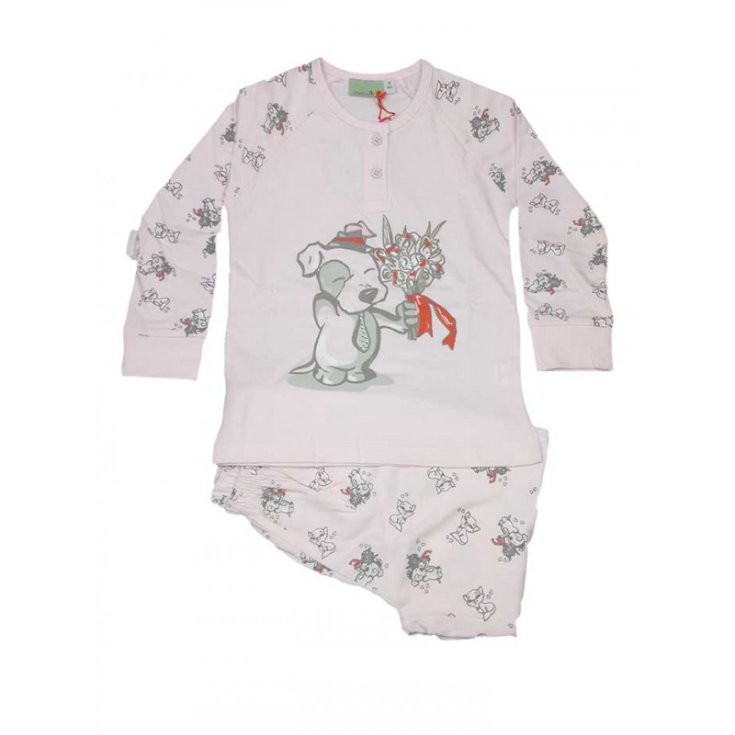 Hooky pink 4A girl's pink T-shirt and trousers pajamas
