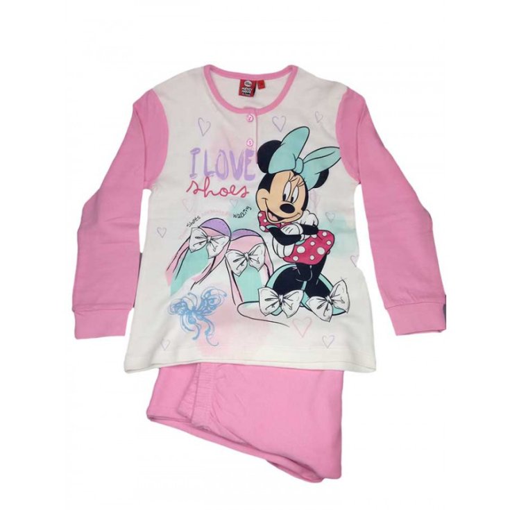 Pajamas knitted t-shirt pants baby girl Disney Minnie white pink 7A