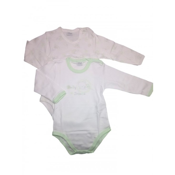 Bi-pack baby girl underwear bodysuit newborn baby long sleeve Ellepi white green 12 m