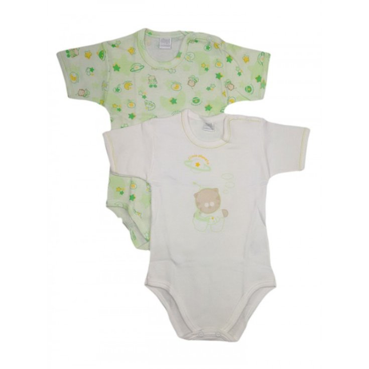 Bi-pack baby boy underwear body half sleeve Ellepi white green 6 m