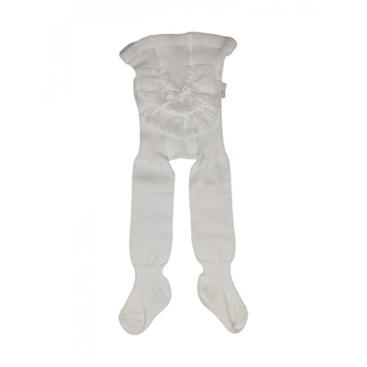 Newborn baby girl stocking tights Mab white lace 0 m