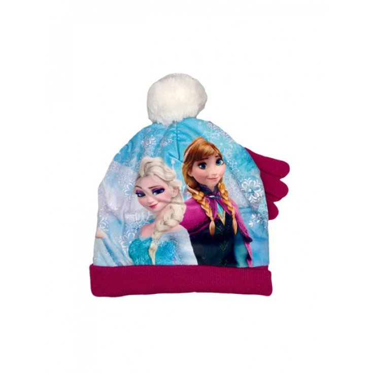 Set 2pcs hat hat pompom gloves baby girl Disney frozen plum size 52