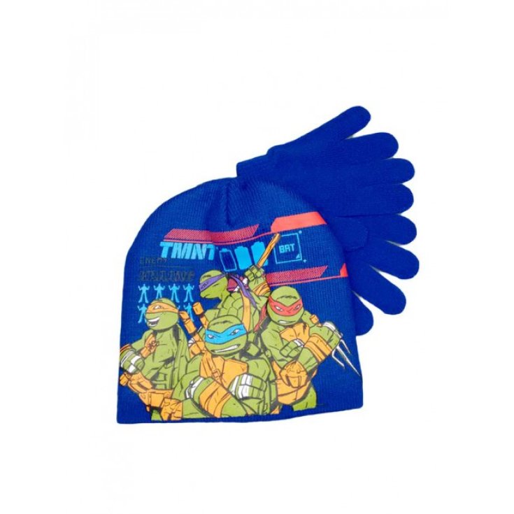 Set 2pcs hat hat gloves baby boy blue Ninja Turtles size 52