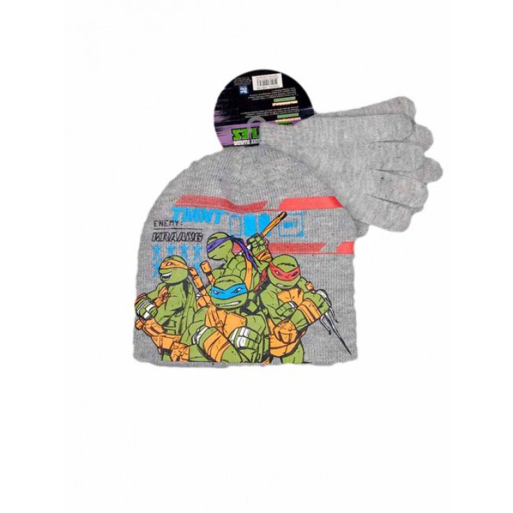 Set 2pcs hat hat gloves baby boy Ninja Turtles gray size 52