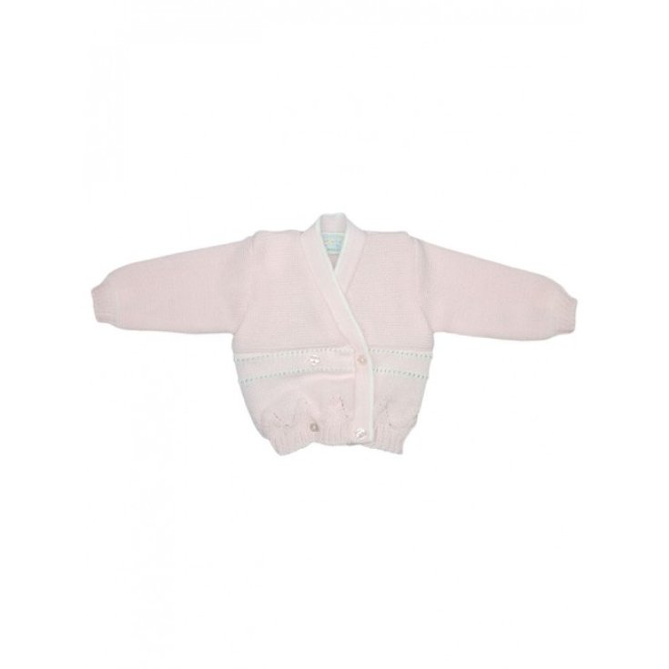 Heart-warmer cardigan with cross-over headband wool La Rocca baby girl pink TU