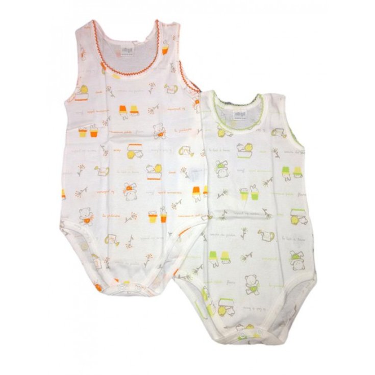 Bi-pack body underwear baby girl newborn without sleeves Ellepi white green orange 18 m