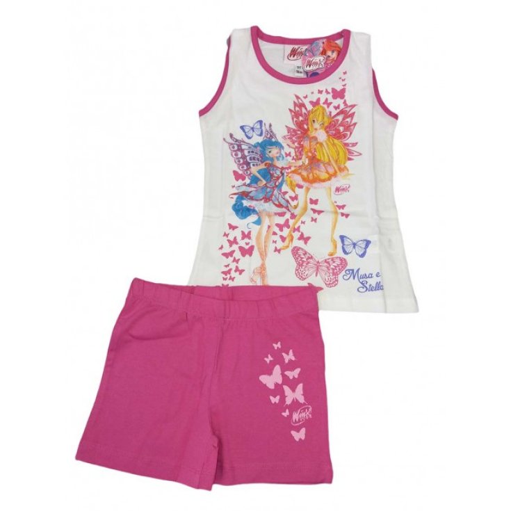 2pcs set T-shirt tank top cotton baby girl Winx fuchsia 3A