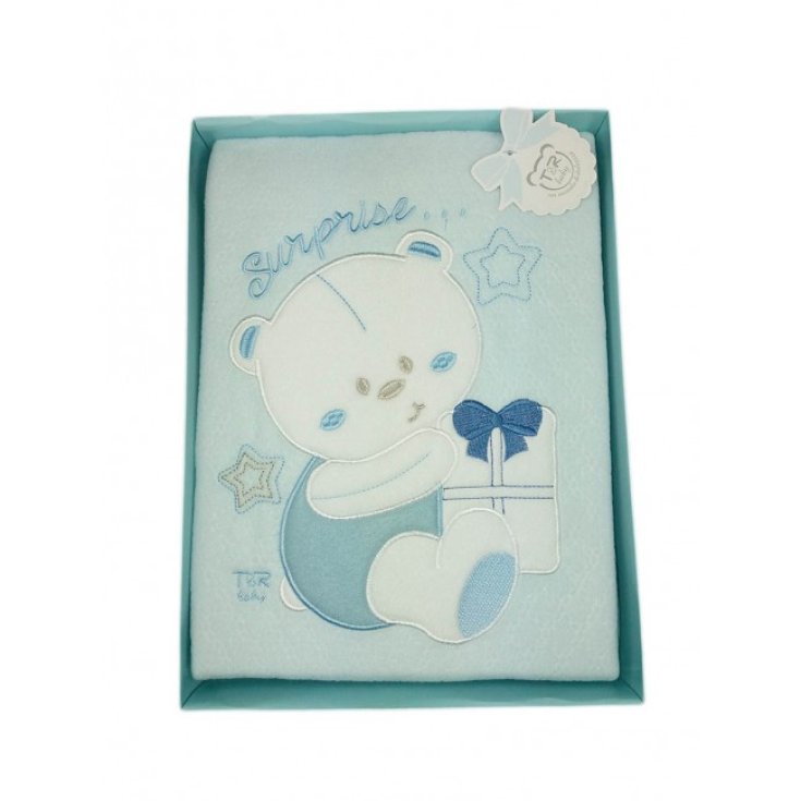 Blanket blanket for baby carriage cradle newborn baby bear embroidery T&R sky blue TU Blanket blanket for baby carriage cradle newborn baby bear embroidery T&R sky blue TU
