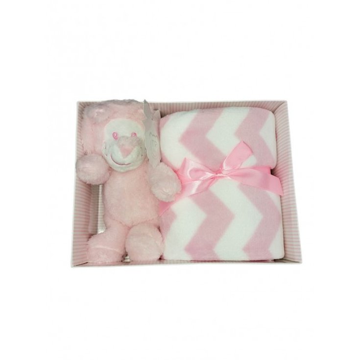 Set 2pcs gift box blanket cover cradle pram lines with T&R pink baby girl plush TU