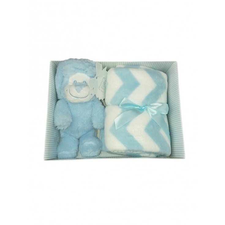 Set 2pcs gift box blanket cover cradle pram lines with plush baby newborn T&R sky TU