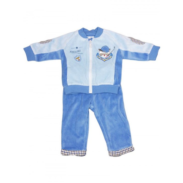 Complete 2pcs chenille baby boy Ellepi sky blue 3 m