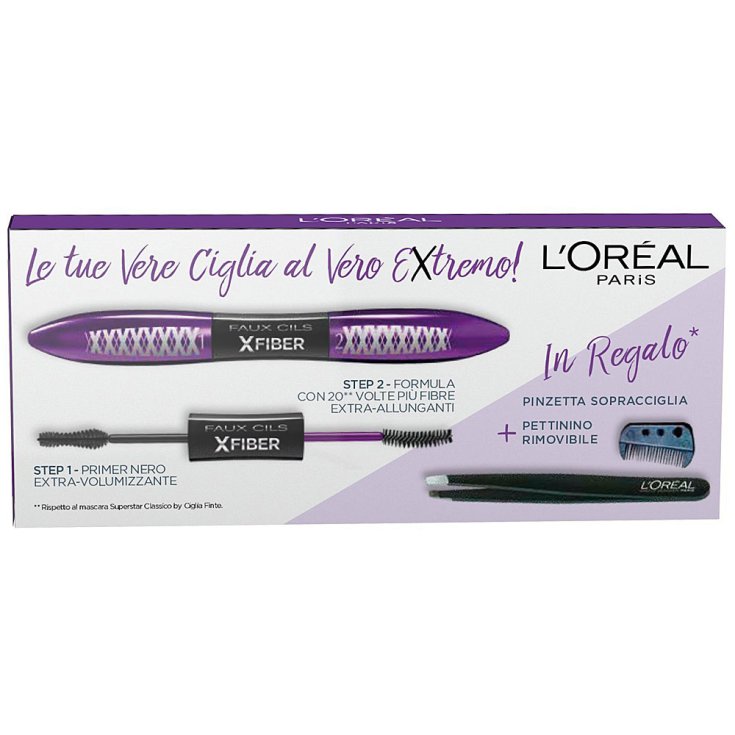 L OREAL MASC SUP.X FIBER + TWEEZER