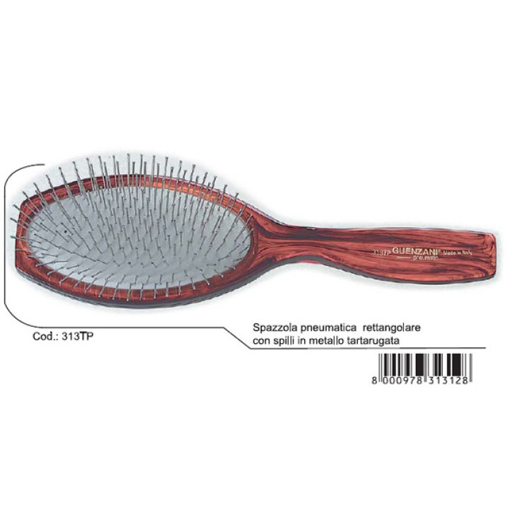 Guenzani superior rectangular pneumatic brush with tortoiseshell metal pins art. 313TP