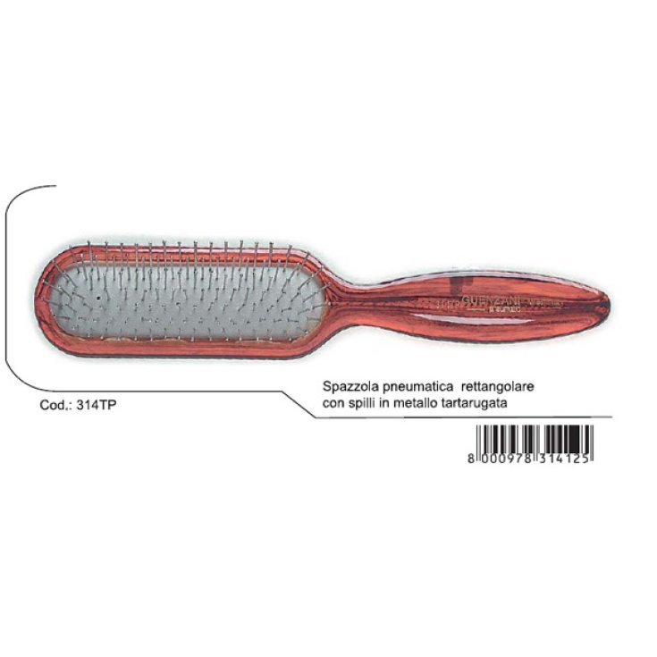 Guenzani superior rectangular pneumatic brush with tortoiseshell metal pins art. 314TP