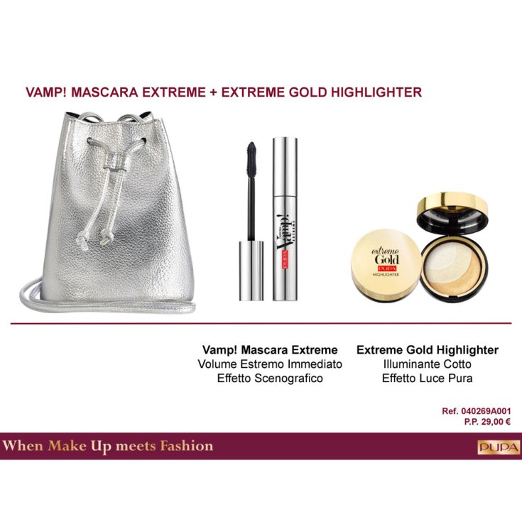 Box set 2018 Pupa Kit Vamp! Extreme & Extreme Gold Highlighter Mascara Ref. 0785 Box set 2018 Pupa Kit Vamp! Extreme & Extreme Gold Highlighter Mascara Ref. 0785