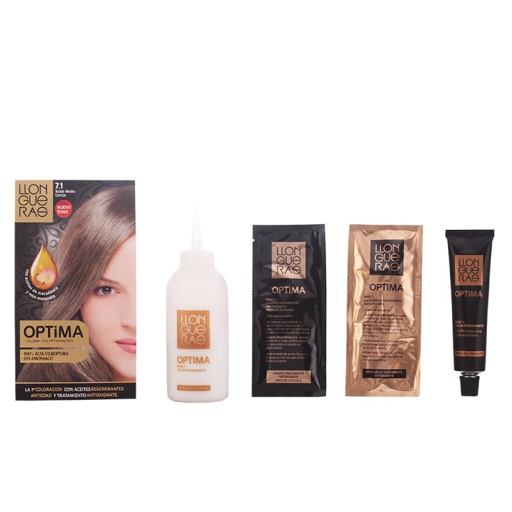 Llongueras Optima Permanent Hair Color Ammonia Free 7.1 Medium Ash Blonde
