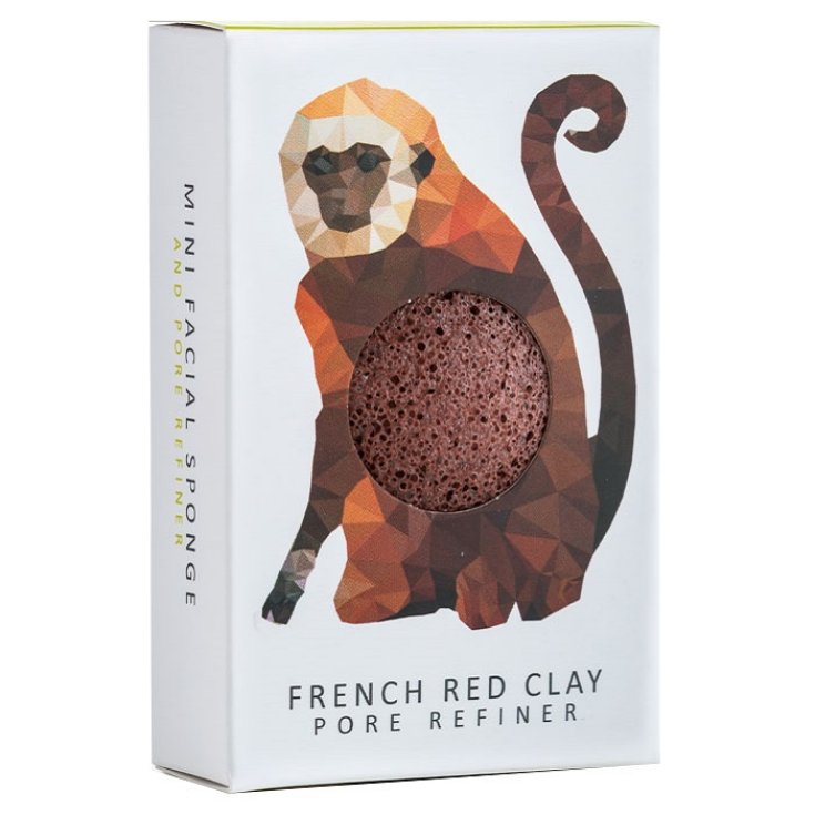 The Konjac Rainforest Monkey Mini Face Puff Red French Clay