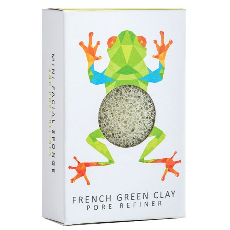 The Konjac Rainforest Tree Frog Mini Face Puff Green French Clay