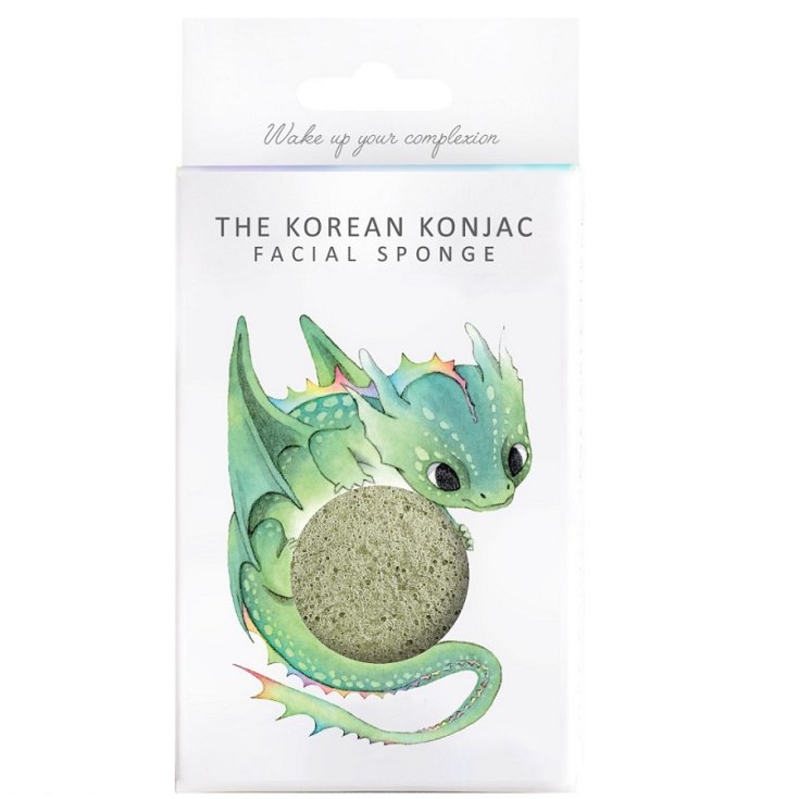 The Konjac Mythical Dragon Sponge Box And Hook Green Clay