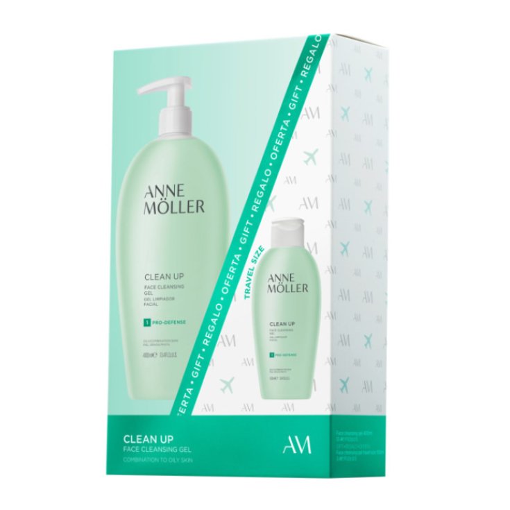 Anne Moller Clean Up Face Cleansing Gel Combination to Oily Skin 400ml Set 2 Parts