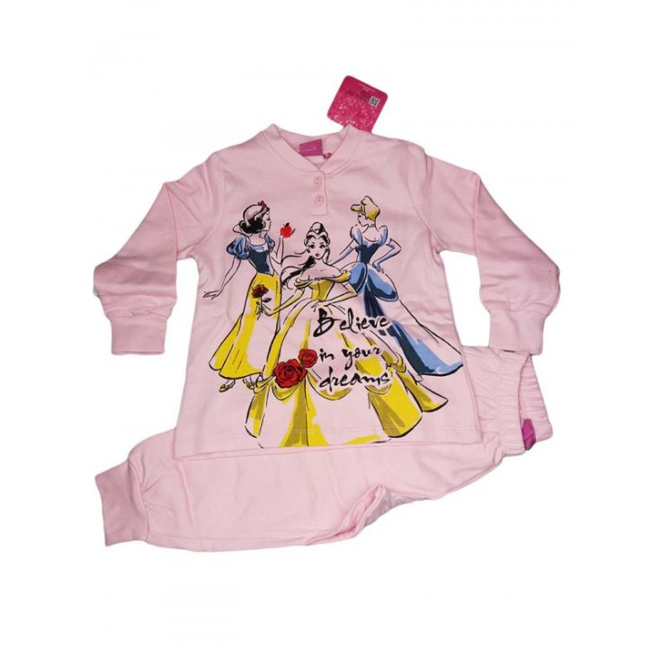 Pink Disney Princesses pink 5A girl's t-shirt and pant pajamas