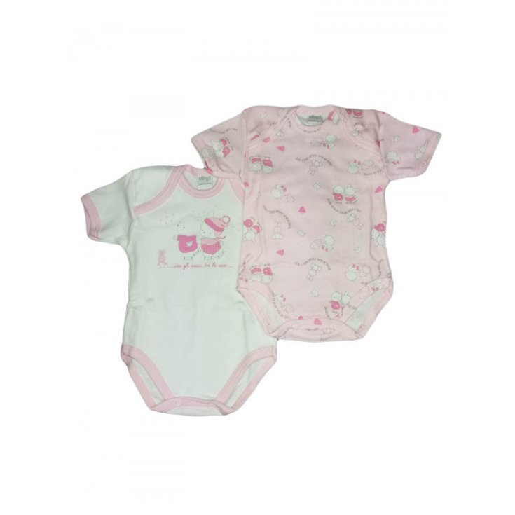 Bi-pack baby girl underwear body half sleeve Ellepi white pink Af4820 6 m