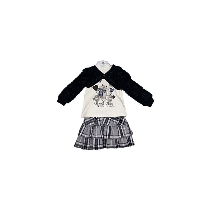 3pcs baby girl outfit, knitted skirt and shrug Made in Italy blue white Petit Jolie 18 m