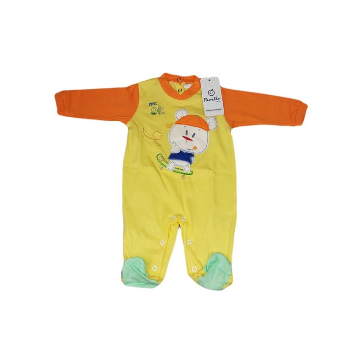 Newborn baby cotton onesie Pastel yellow 1 - 3 months