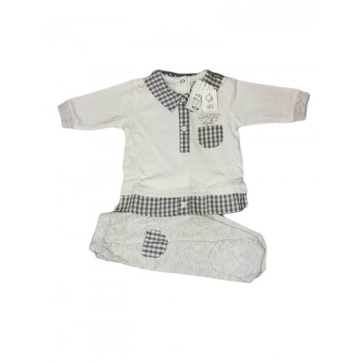 Complete 2pcs shirt and baby boy gaiters Will B white gray 1 - 3 months