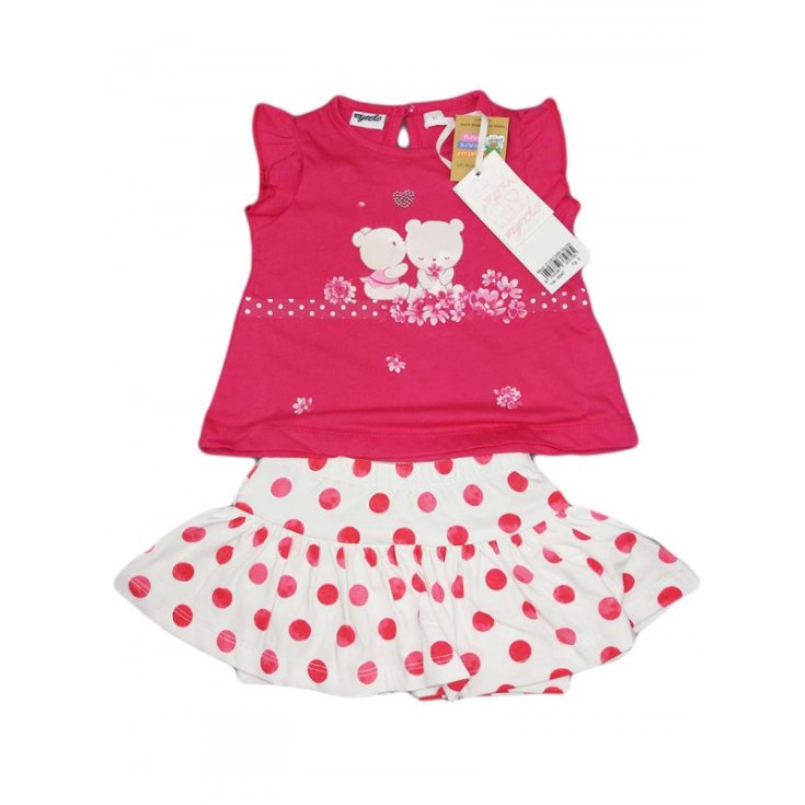 Newborn baby girl T-shirt skirt set Dodipetto Pinky white fuchsia 3 m