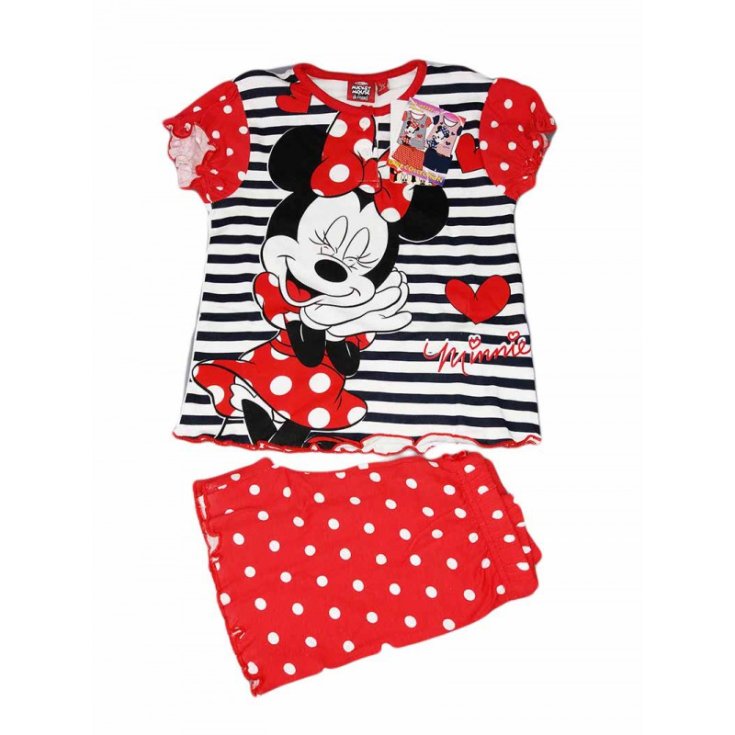 Pajamas jersey t-shirt shorts baby girl Disney Minnie Mouse red 4A