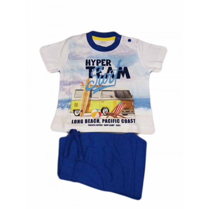 T-shirt shorts set for newborn baby Ellepi white blue 6 m