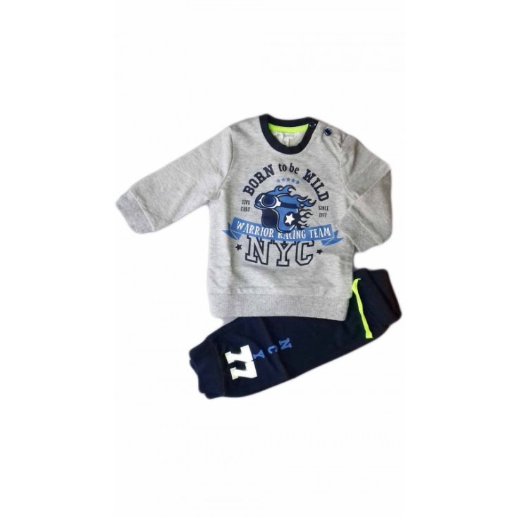 Complete suit 2pcs jersey T-shirt trousers baby boy Dodipetto Little finger gray blue 24 m Complete suit 2pcs jersey T-shirt trousers baby boy Dodipetto Little finger gray blue 24 m