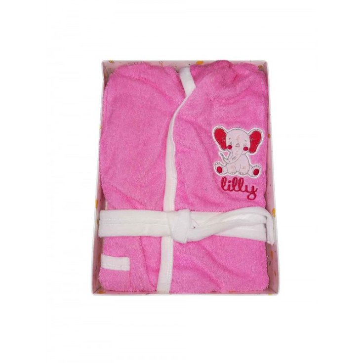 Cotton terry bathrobe Ellepi baby girl pink 12 m