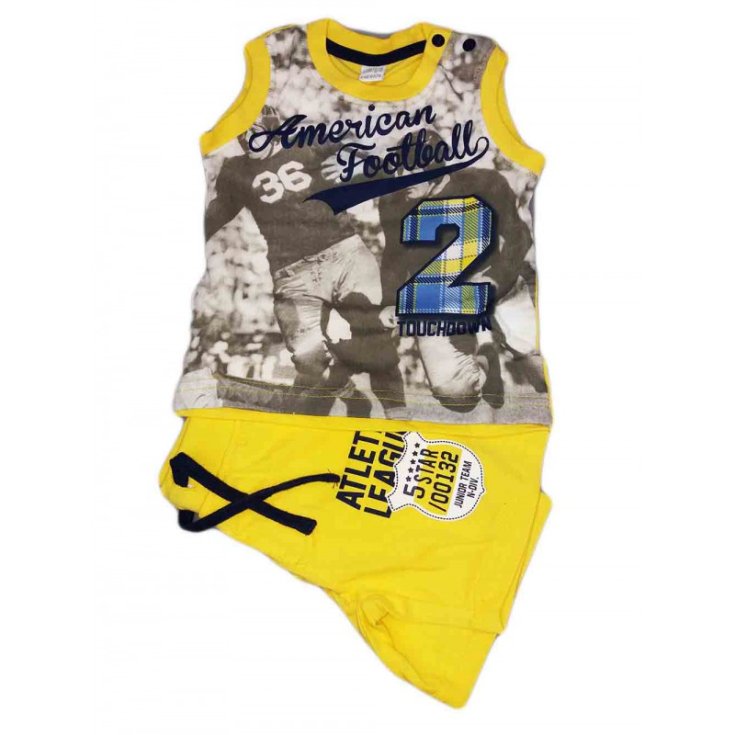 Newborn baby boy tank top jersey set Ellepi yellow 9 m