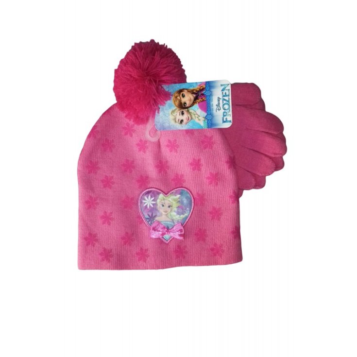 Set 2pcs pink Disney Frozen girl gloves hat size 52