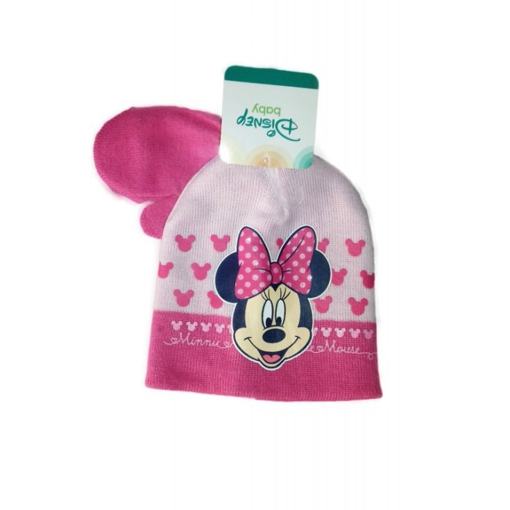 Set 2pcs Disney Minnie pink girl mittens hat size 50