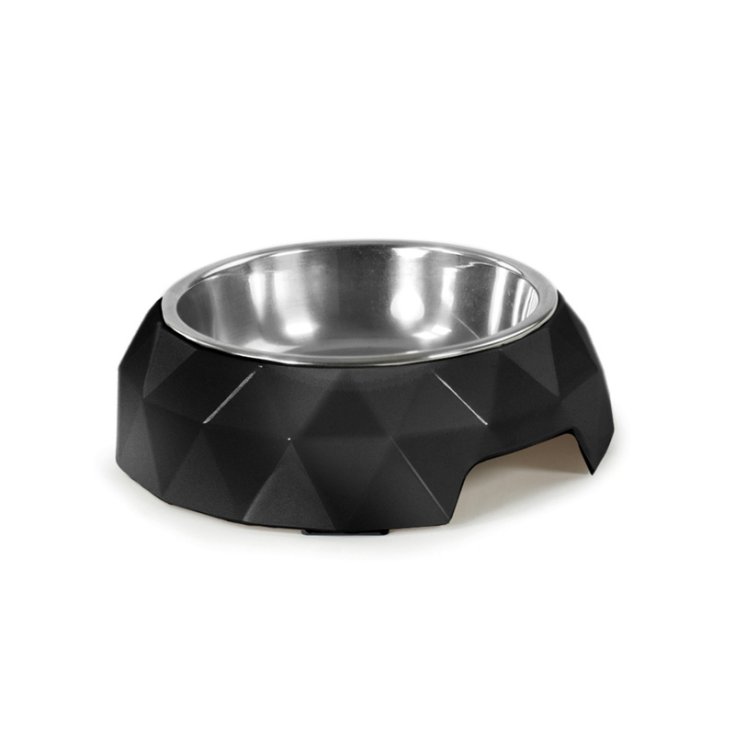 RECORD MELAMINE AND STAINLESS STEEL BOWL, DIAMOND