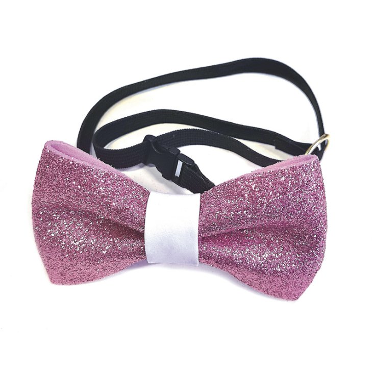 RECORD BOW TIE WITH PINK GLITTER S 8 CM