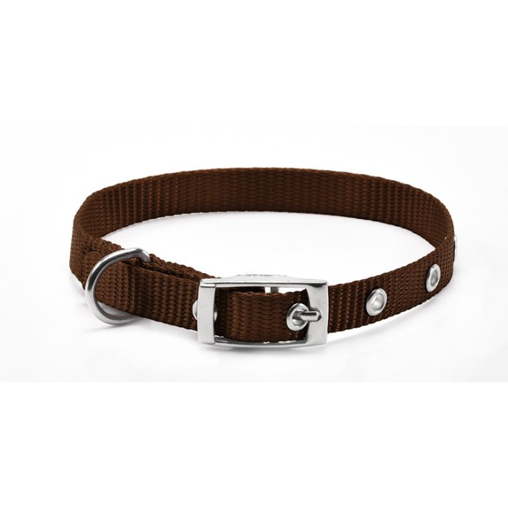 RECORD NYLON COLLAR WITH BROWN BUCKLE
