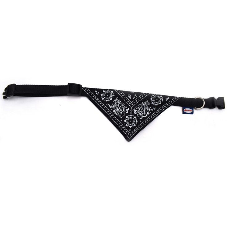 RECORD COLLAR BLACK NYLON BANDANA 1,9X35