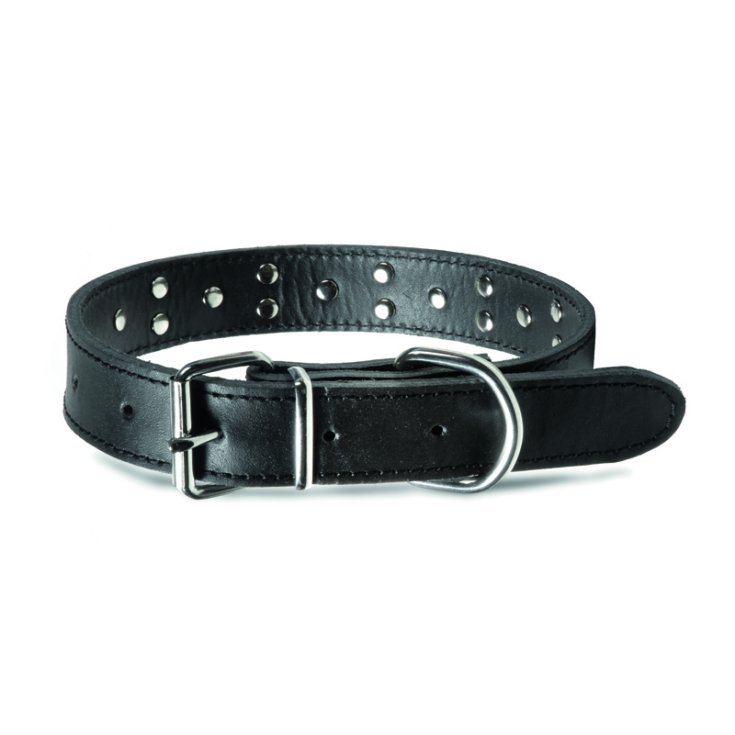 RECORD CALFSKIN COLLAR WITH STUDS BLACK