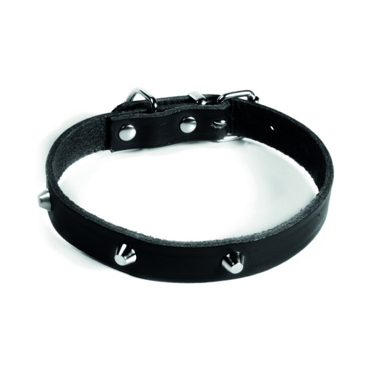 RECORD COLLAR WITH STUDS BLACK 3X55 CM