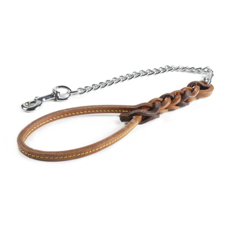 RECORD LEATHER HANDLE, 3 STRANDS+CHAIN, M