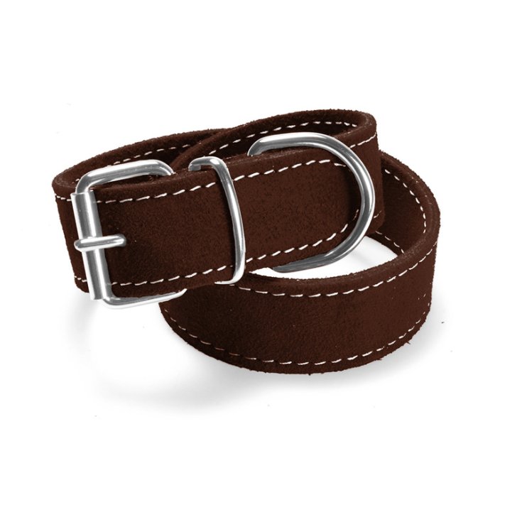 RECORD COLLAR IN DOUBLE BROWN SUEDE