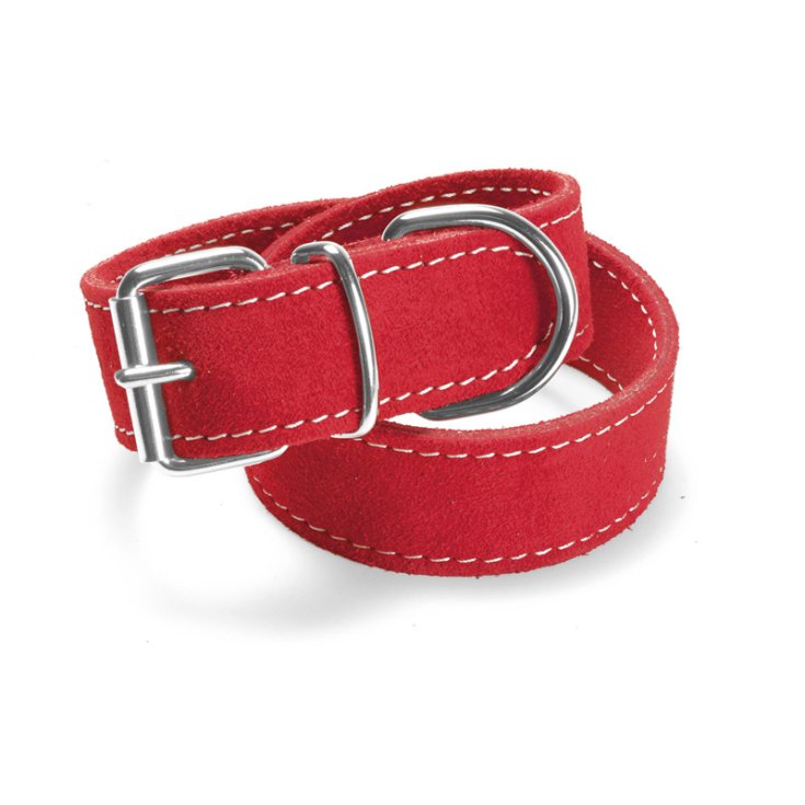 RECORD COLLAR IN DOUBLE RED SUEDE