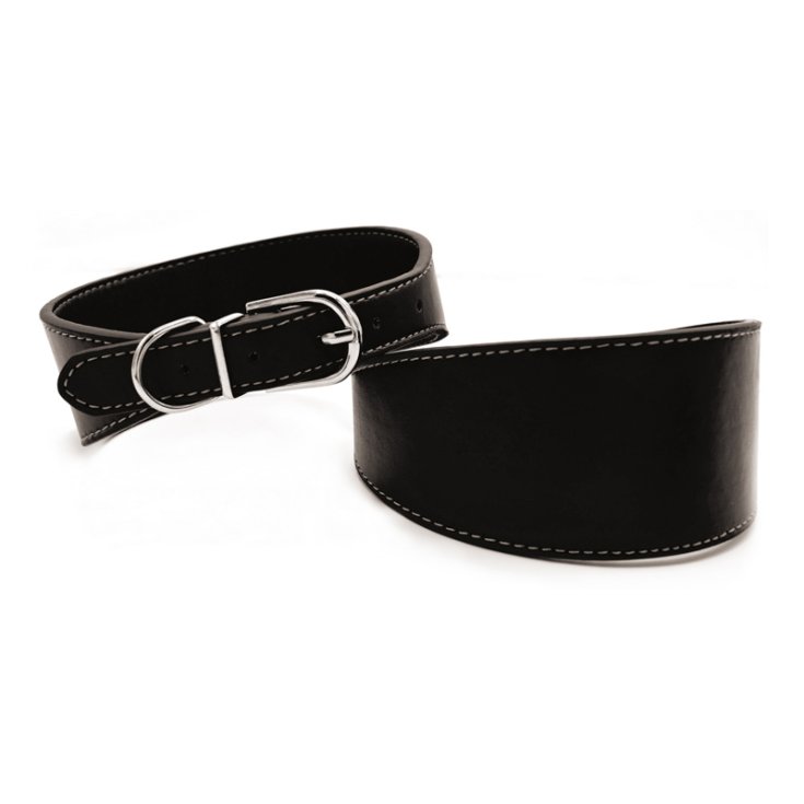 RECORD SOLID BLACK ECO-LEATHER COLLAR