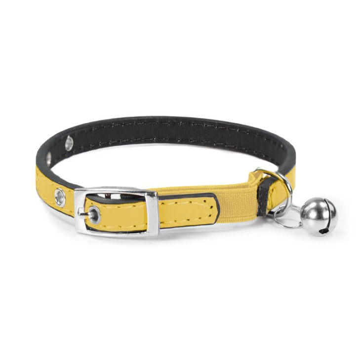 RECORD CAT COLLAR IN YELLOW LEATHERETTE