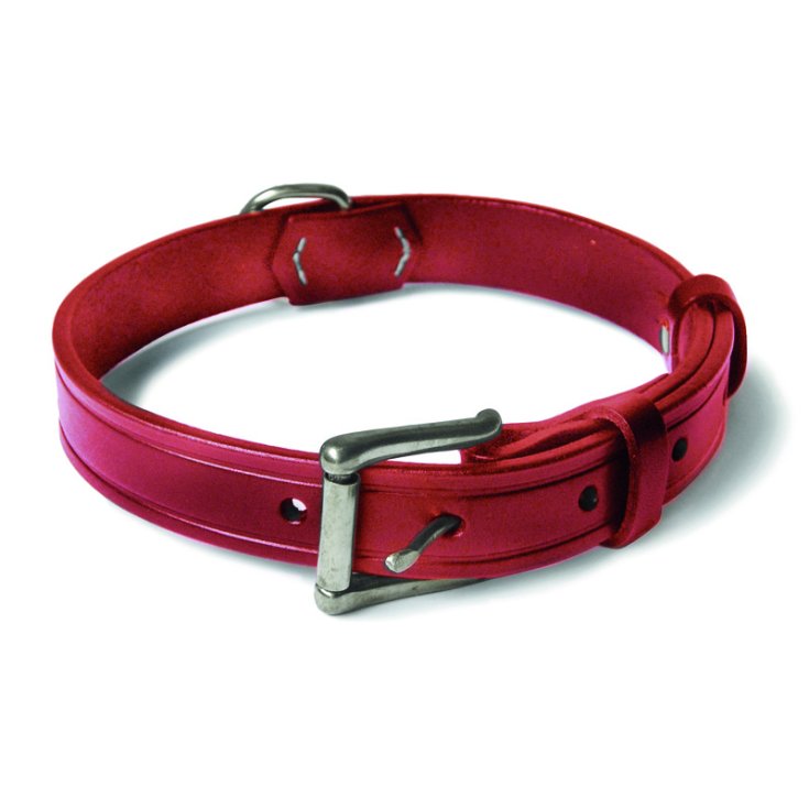 RECORD RED STITCHED LEATHER COLLAR 3,5X65